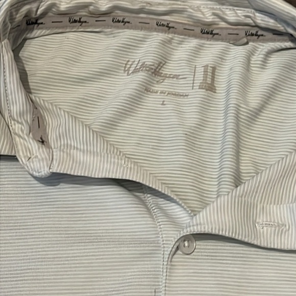 Walter Hagen Polo Shirt Mens Large grey Striped Polyester Short Sleeve - Picture 2 of 6